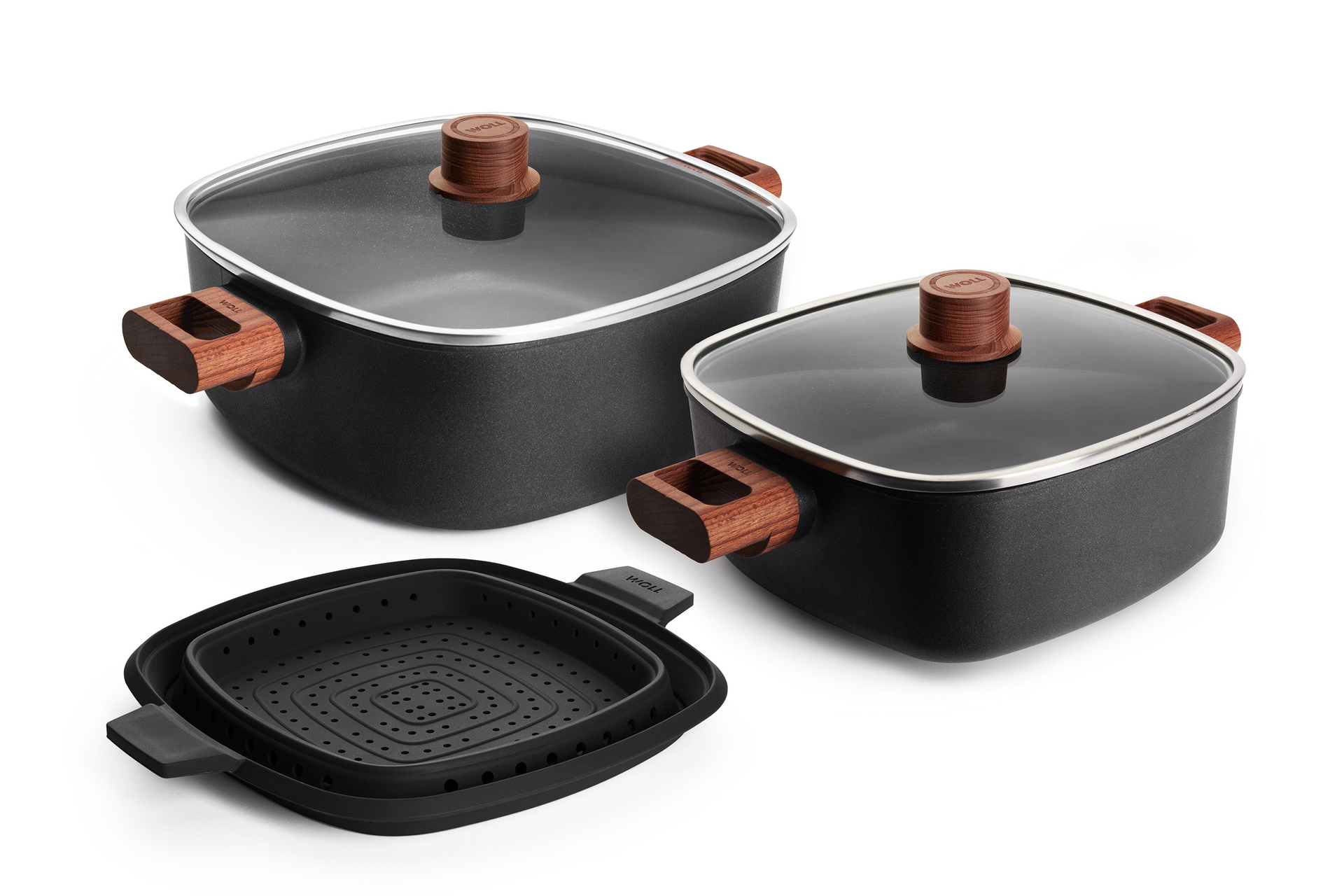 Eco Logic QXR Kasserollen-Set, 5-tlg., 28 x 28 + 24 x 24 cm Eco Logic QXR Kasserollen-Set, 5-tlg., 28 x 28 + 24 x 24 cm