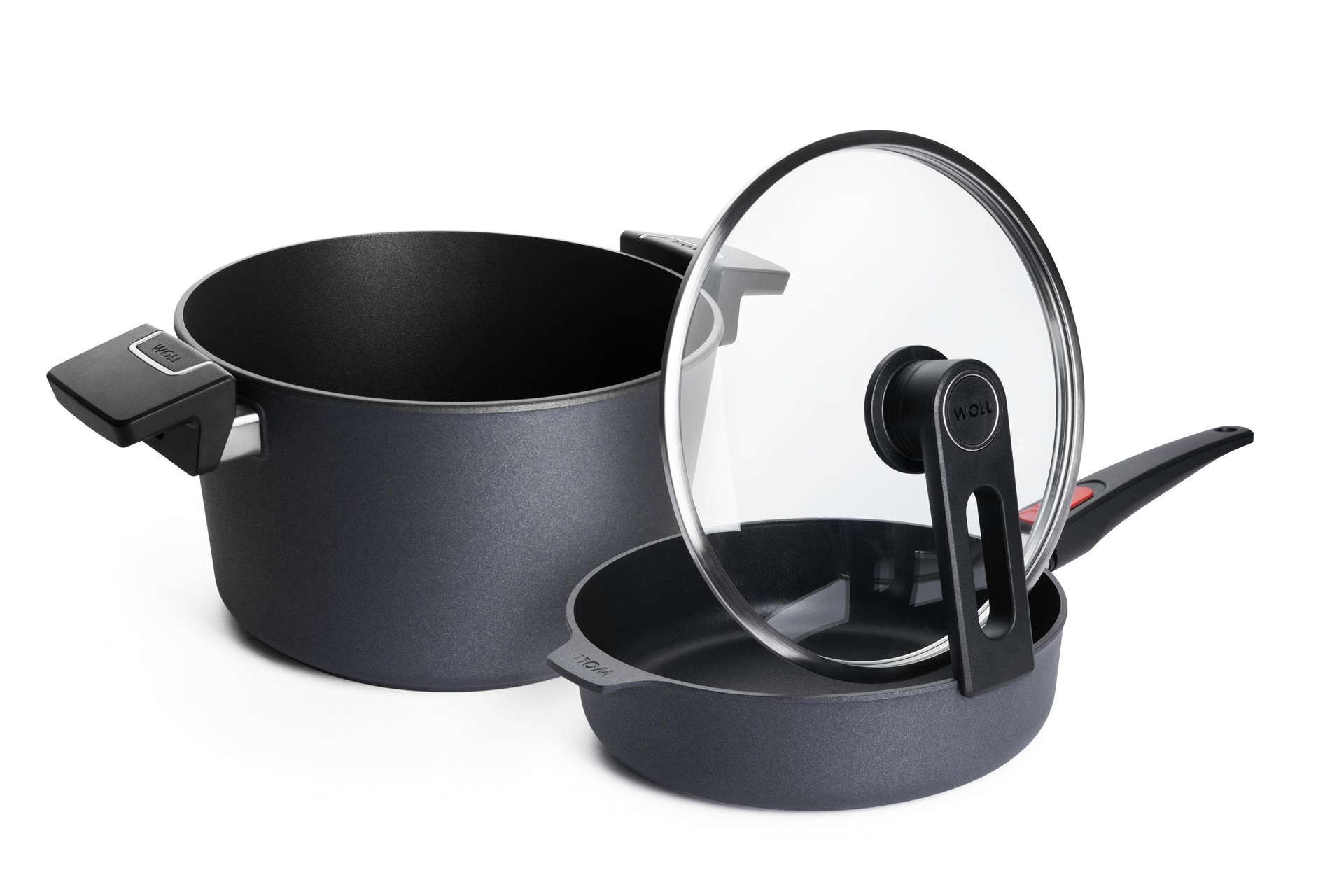 Diamond Lite Pfannen- & Topfset, Ø 2 x 24 cm, mit Smart Lid, 3-tlg. | Stiel - Abnehmbar | Alle Herdarten inkl. Induktion