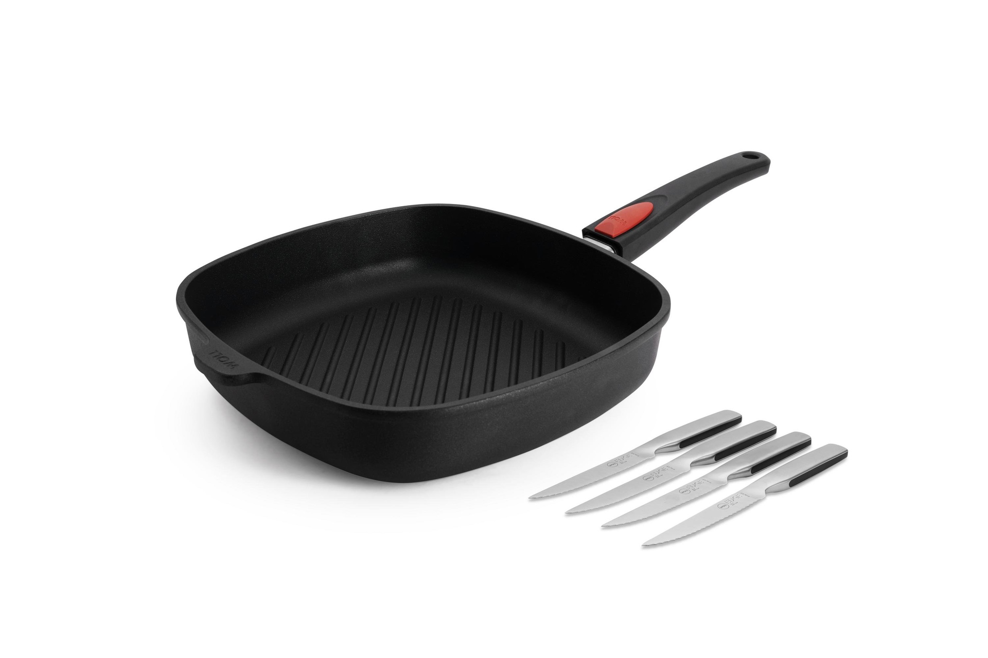 Titan Best Grillpfannen-Set mit Steakmessern, 28 x 28 cm Titan Best Steak-Pfannen-Set mit Steakmessern, 28 x 28 cm