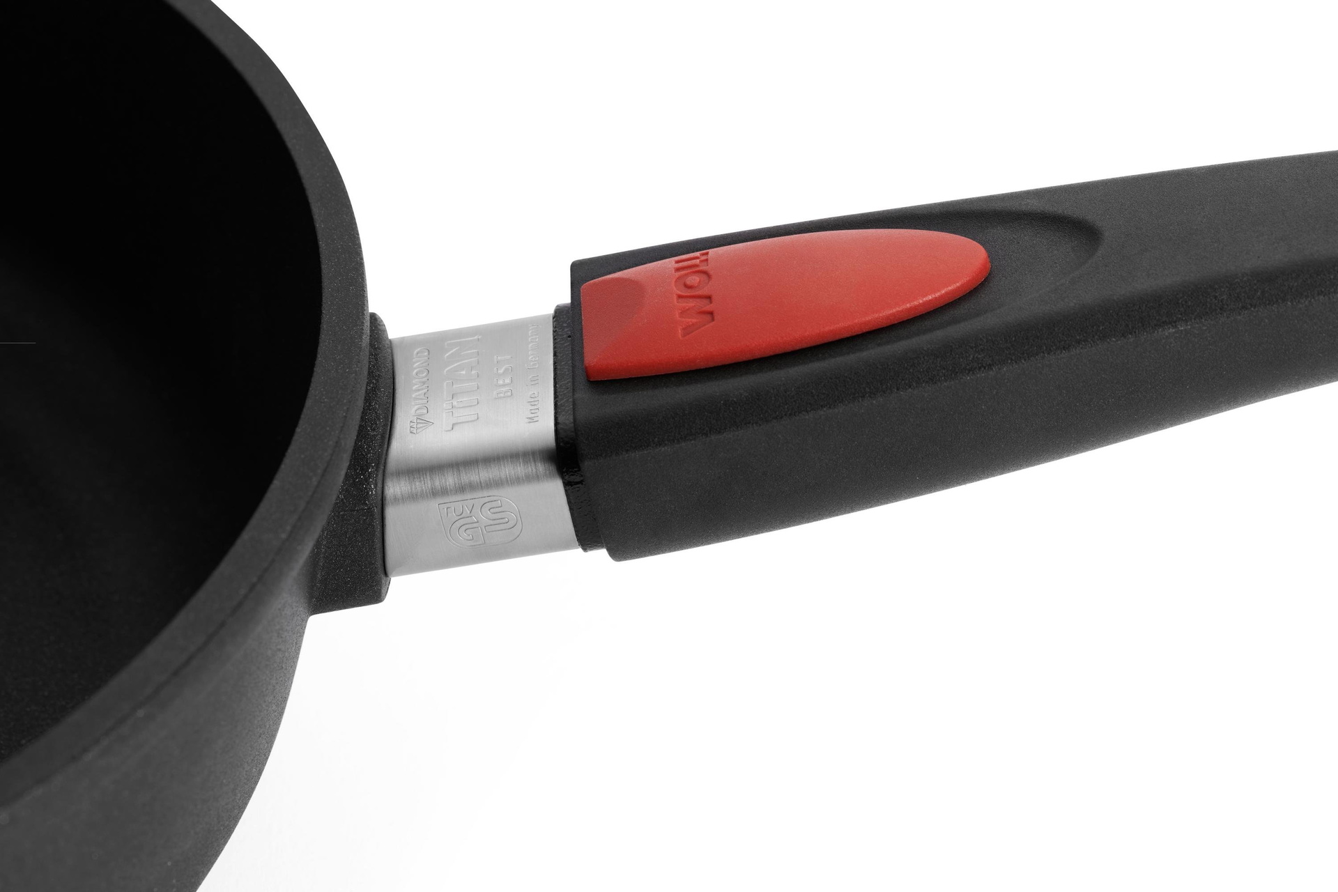 Titan Best Guss-Hochrandpfanne Detailansicht | 20cm | Stiel - Abnehmbar | Ceran, Gas, Elektro, Halogen