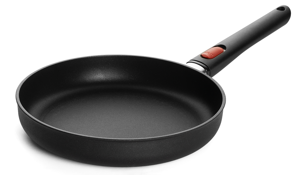 Runde Eco LiteQXR Pfanne in der drei Seitenansicht.