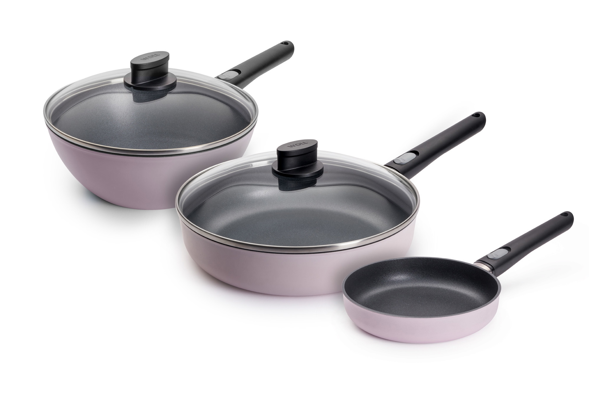 Ecolour Wok-und-Pfannen-Set, 5-tlg., Ø 28 + 24 + 20 cm