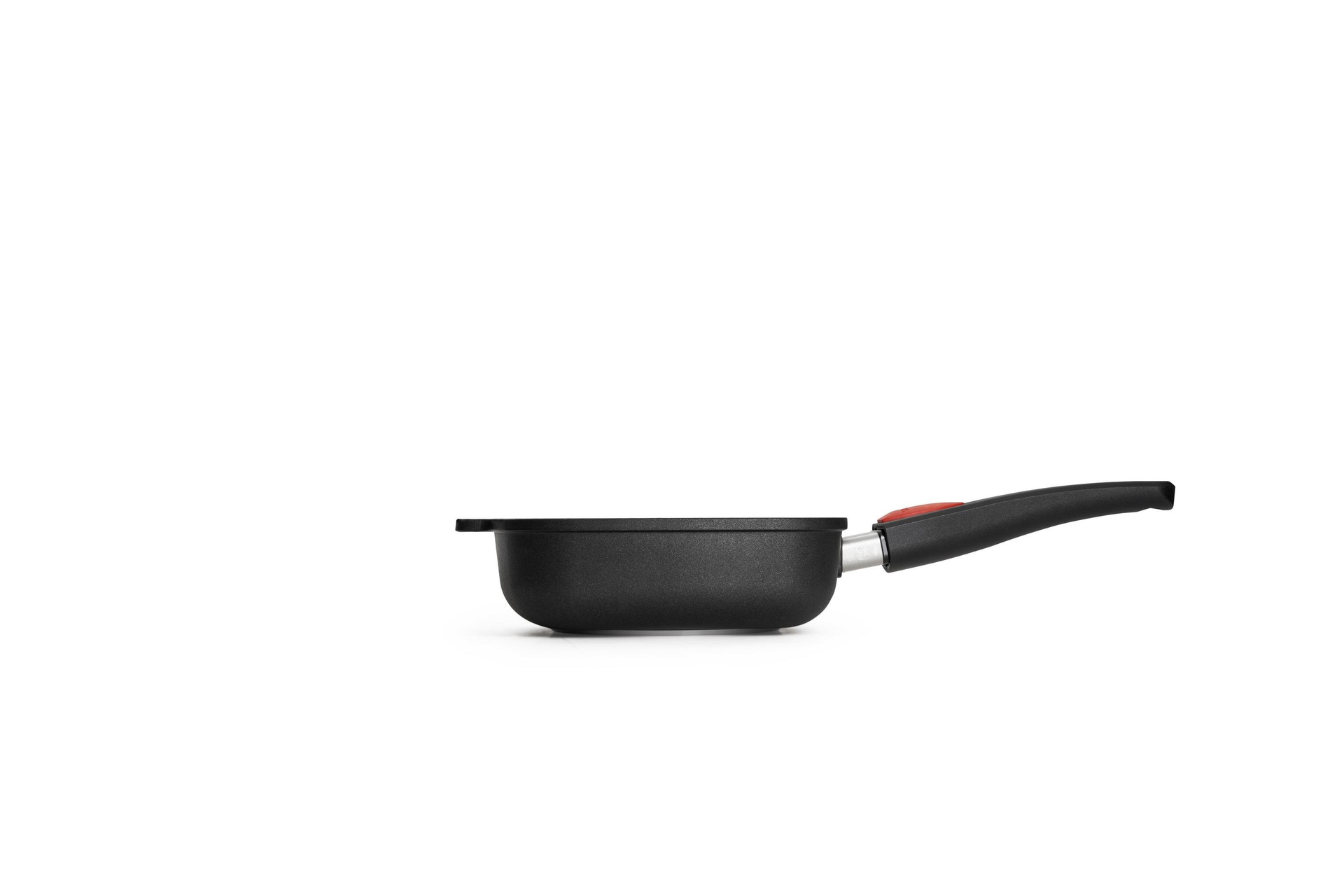 Titan Best Guss-Viereckpfanne Seitenansicht | Stiel - Abnehmbar | Ceran, Gas, Elektro, Halogen | 20x20cm