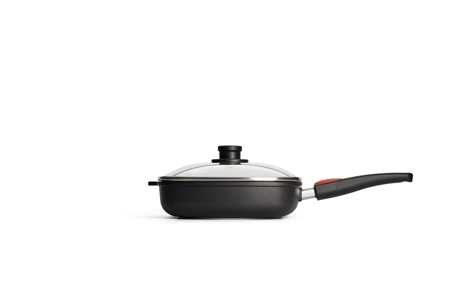 Titan Best Guss-Viereckpfanne Seitenansicht | 26x26cm | Stiel - Abnehmbar | Alle Herdarten inkl. Induktion