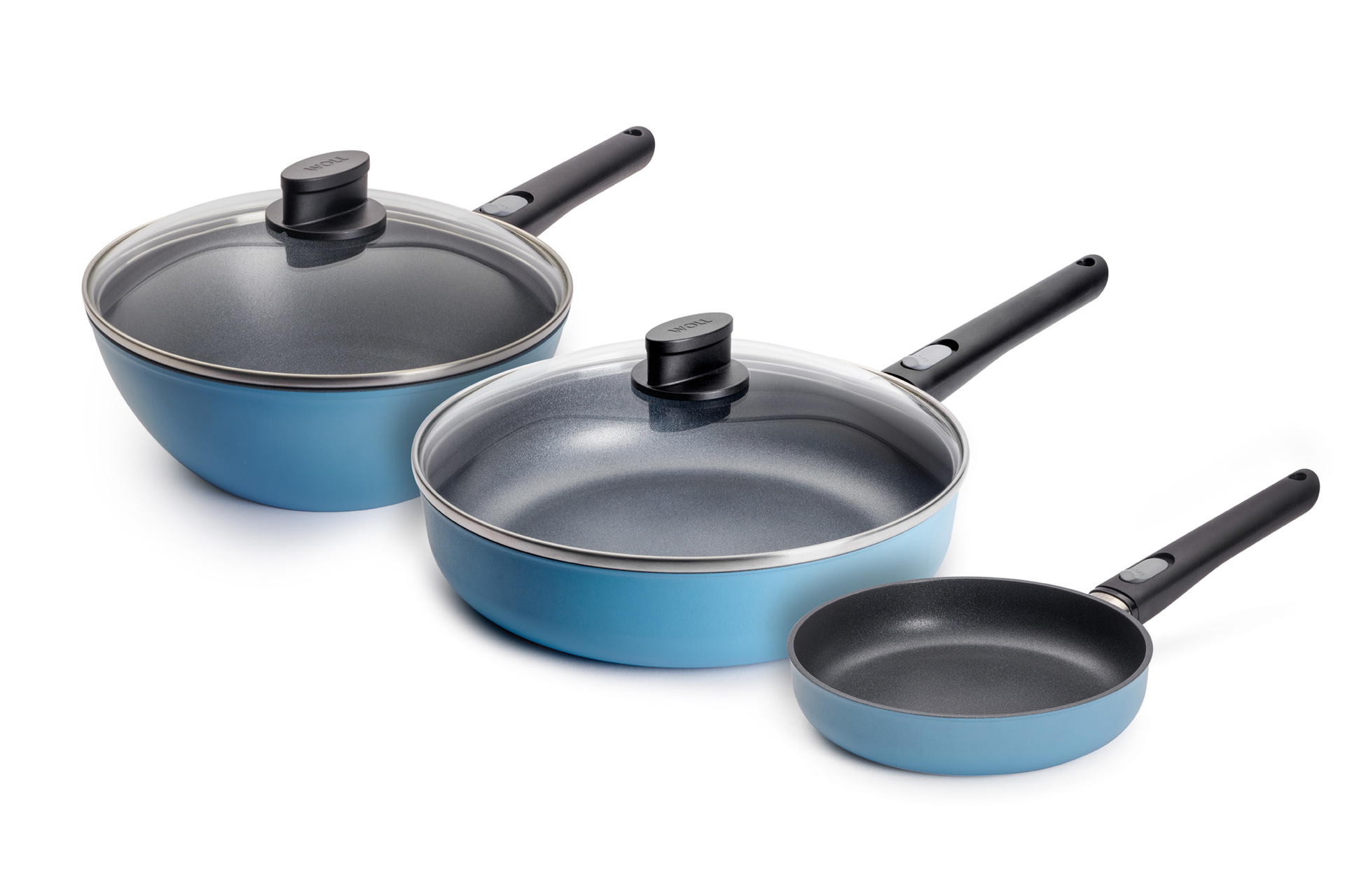 Ecolour Wok-und-Pfannen-Set, 5-tlg., Ø 28 + 24 + 20 cm