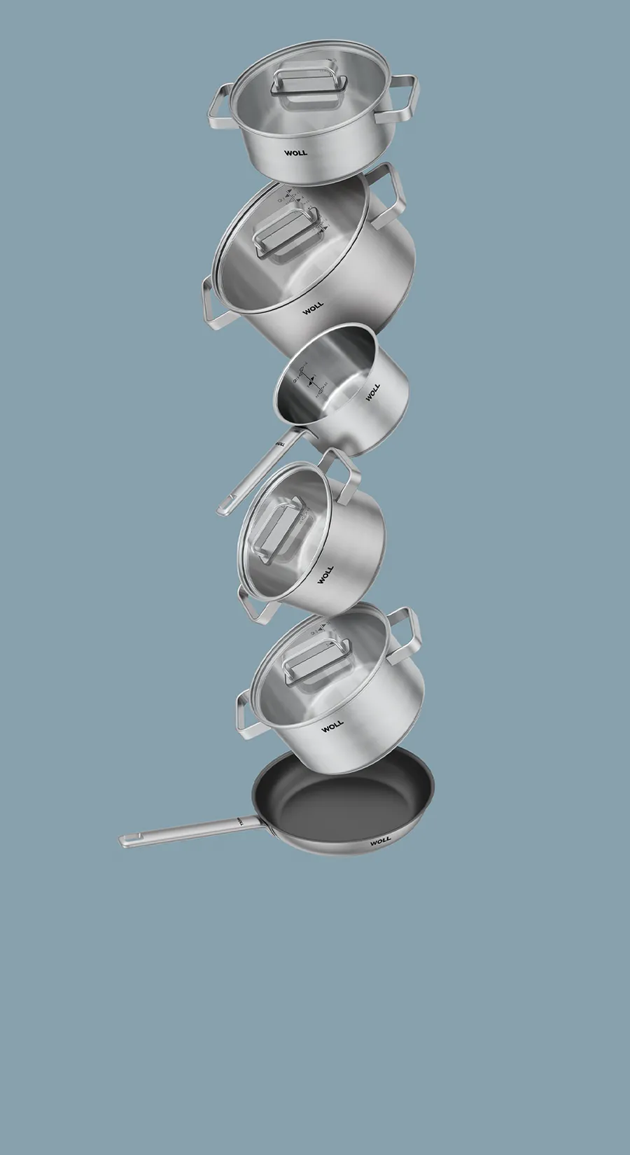 Die verschiedenen Geschirre sind übereinander schwebend dargestellt.