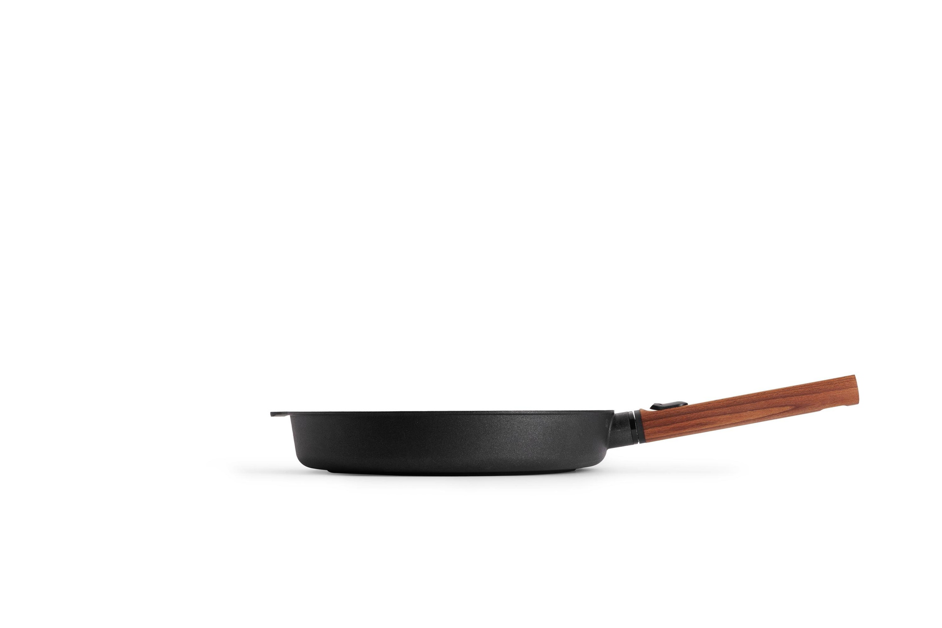 Eco Logic QXR Gusspfanne Seitenansicht | Holz - Abnehmbar | 28 cm | Alle Herdarten inkl. Induktion