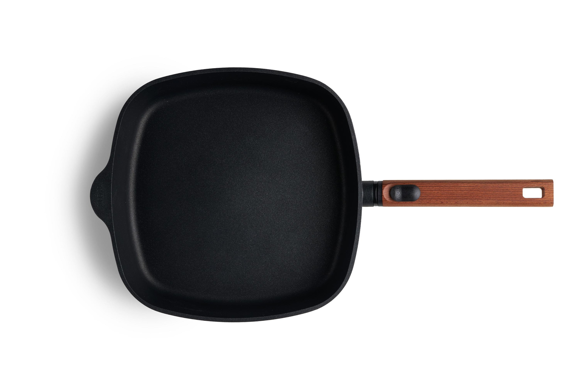 Eco Logic QXR Guss-Viereckpfanne Draufsicht | Holz - Abnehmbar | 28 x 28 cm | Alle Herdarten inkl. Induktion