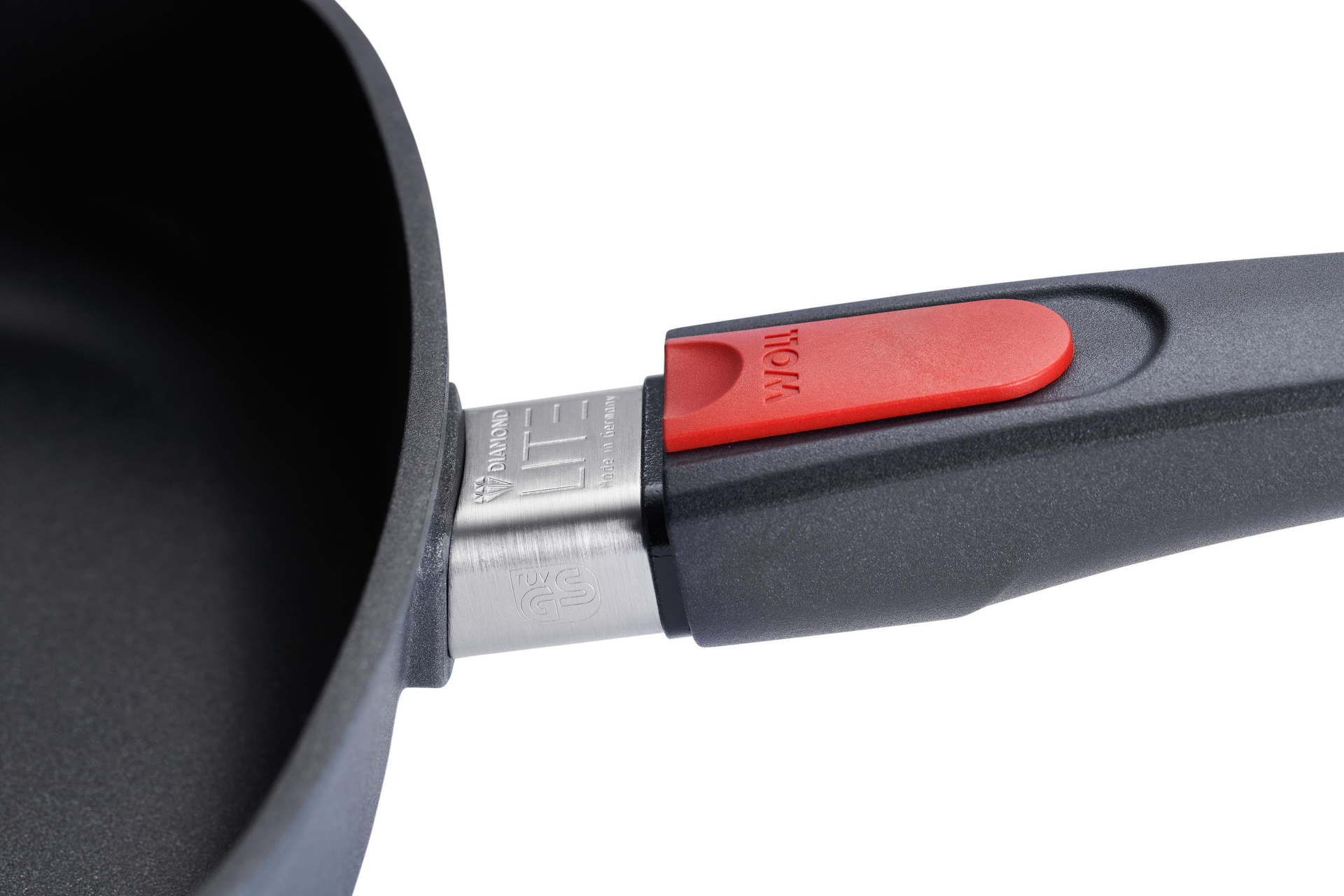 Diamond Lite Gusspfanne, viereckig Detailansicht | 26x26cm | Stiel - Abnehmbar | Ceran, Gas, Elektro, Halogen