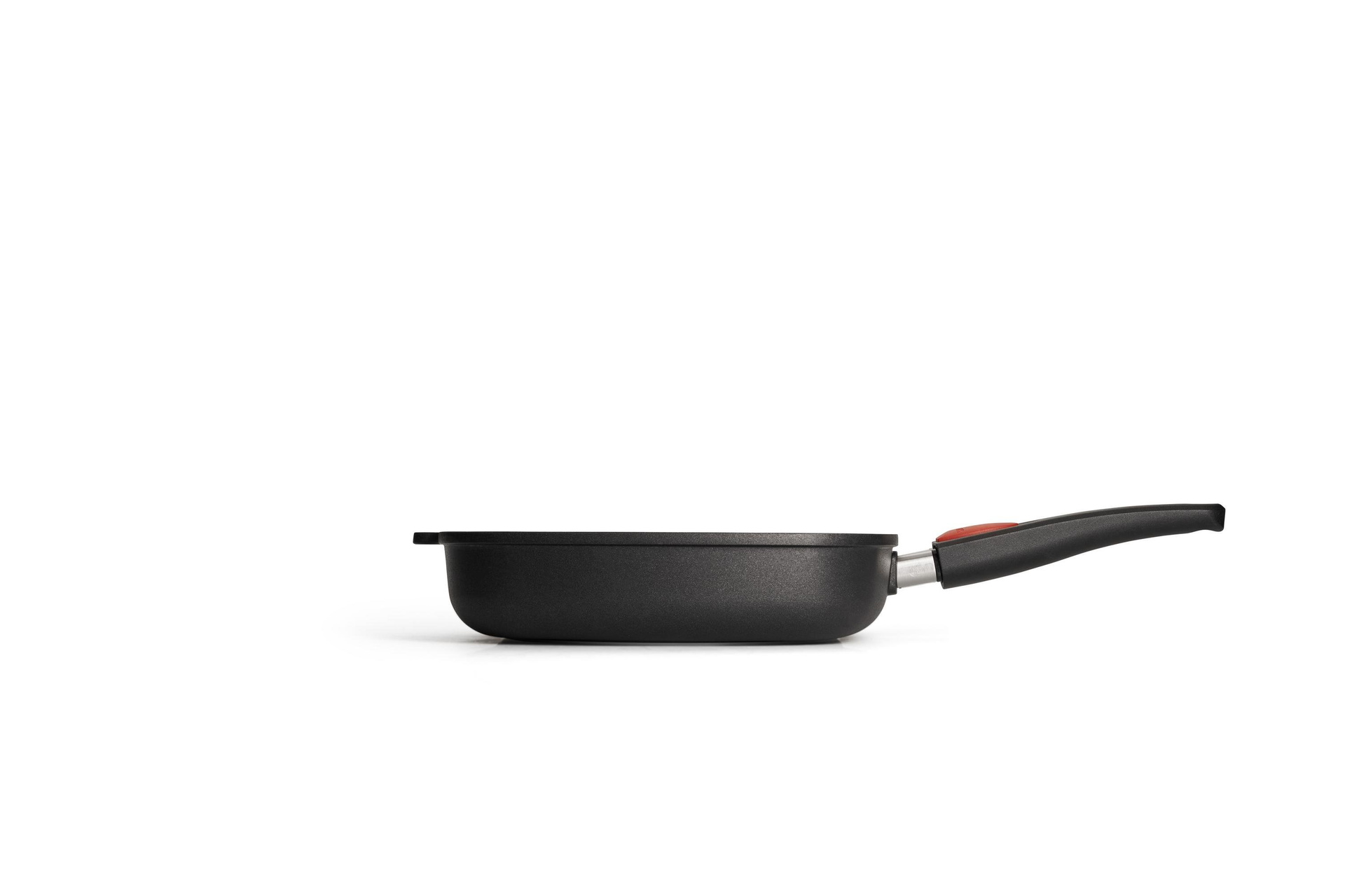 Titan Best Guss-Steakpfanne, viereckig, mit Rillen Seitenansicht