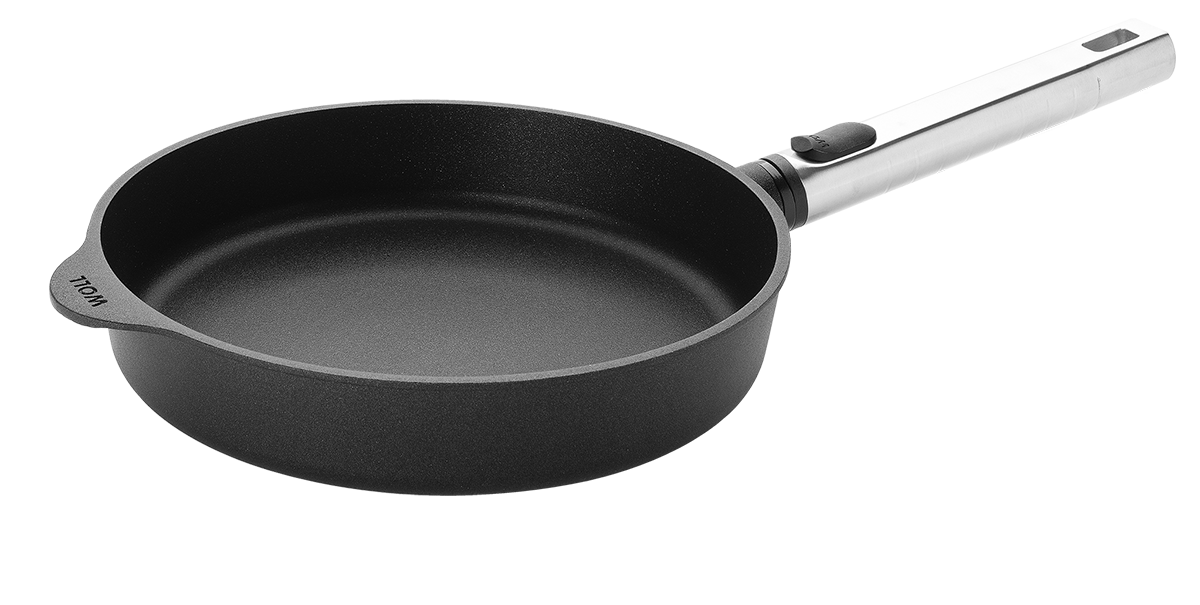 Runde Pfanne der Serie Logic in der drei Seitenansicht.