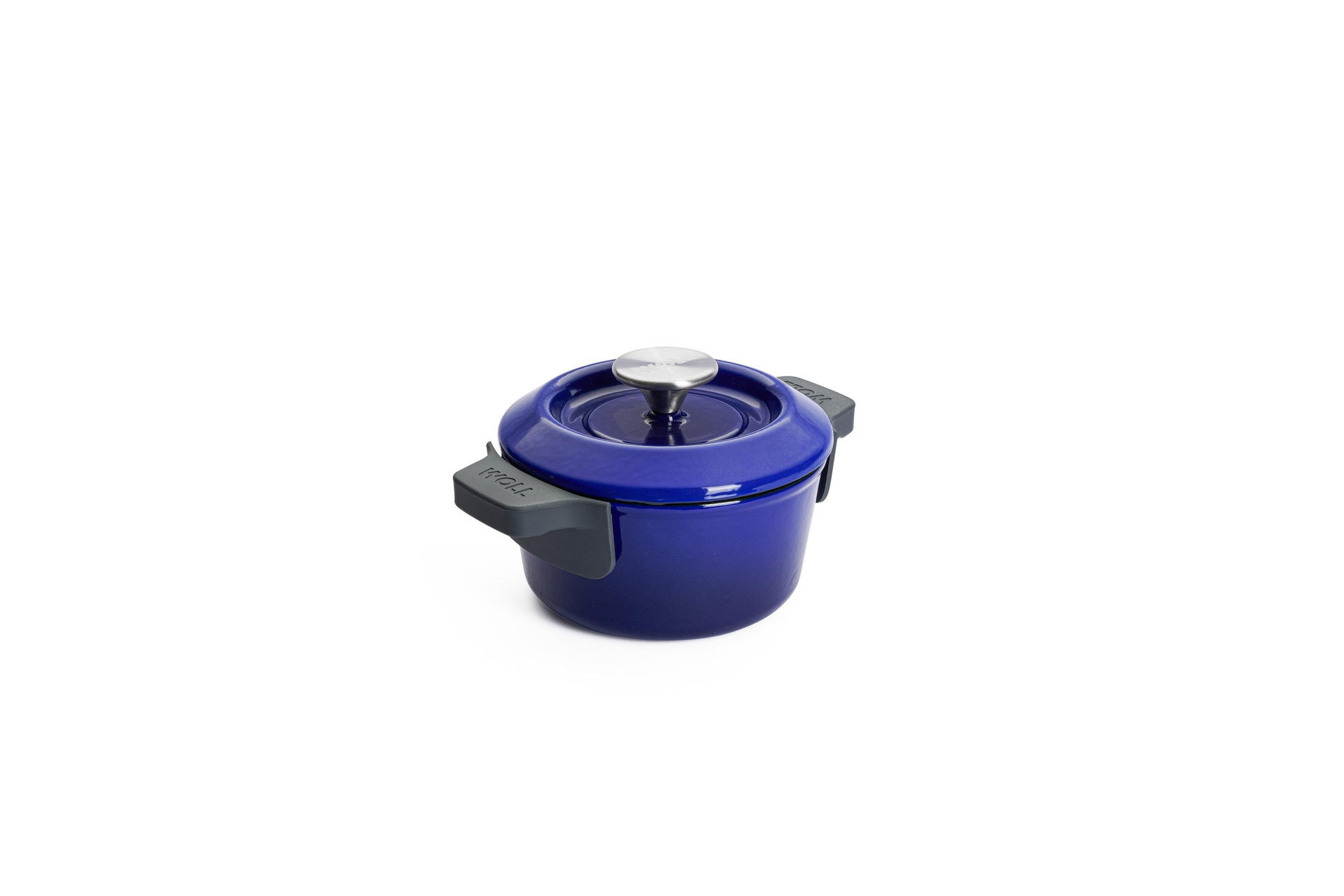 116CI-020_Lid_silicone_grips_3Quarter Iron Gusstopf mit Deckel | Cobalt Blue | Alle Herdarten inkl. Induktion | 16cm