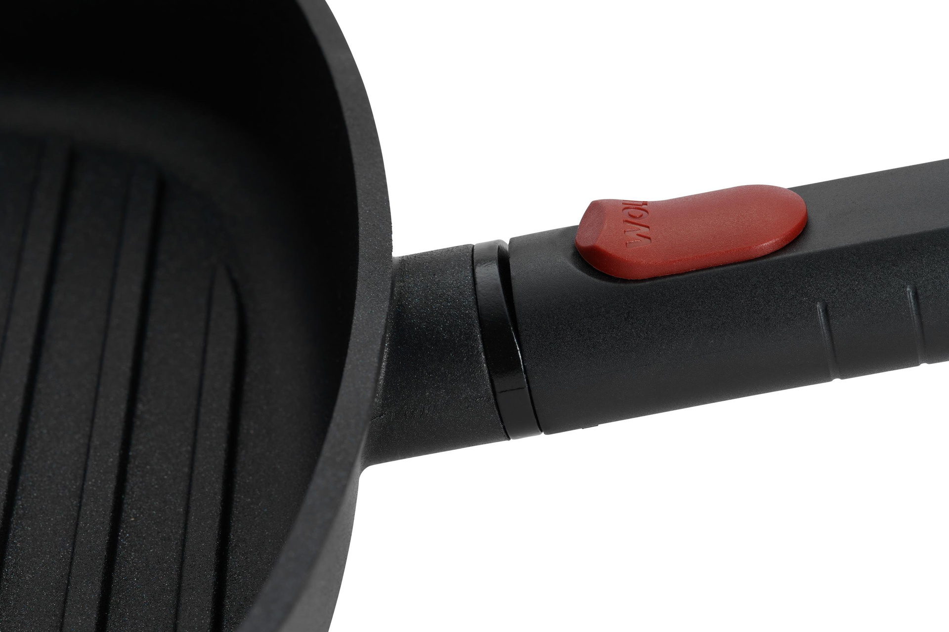 1628-1LCI_Detail Logic XR Guss-Steakpfanne, viereckig, mit Rillen Detailansicht | Phenolik - Abnehmbar | Alle Herdarten inkl. Induktion | 28x28cm