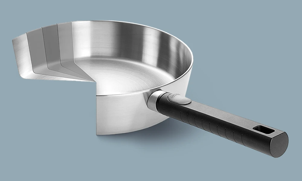 Logic-Steel-Pfanne – Aufgesplittete Darstellung des 5-Schicht-Materials.