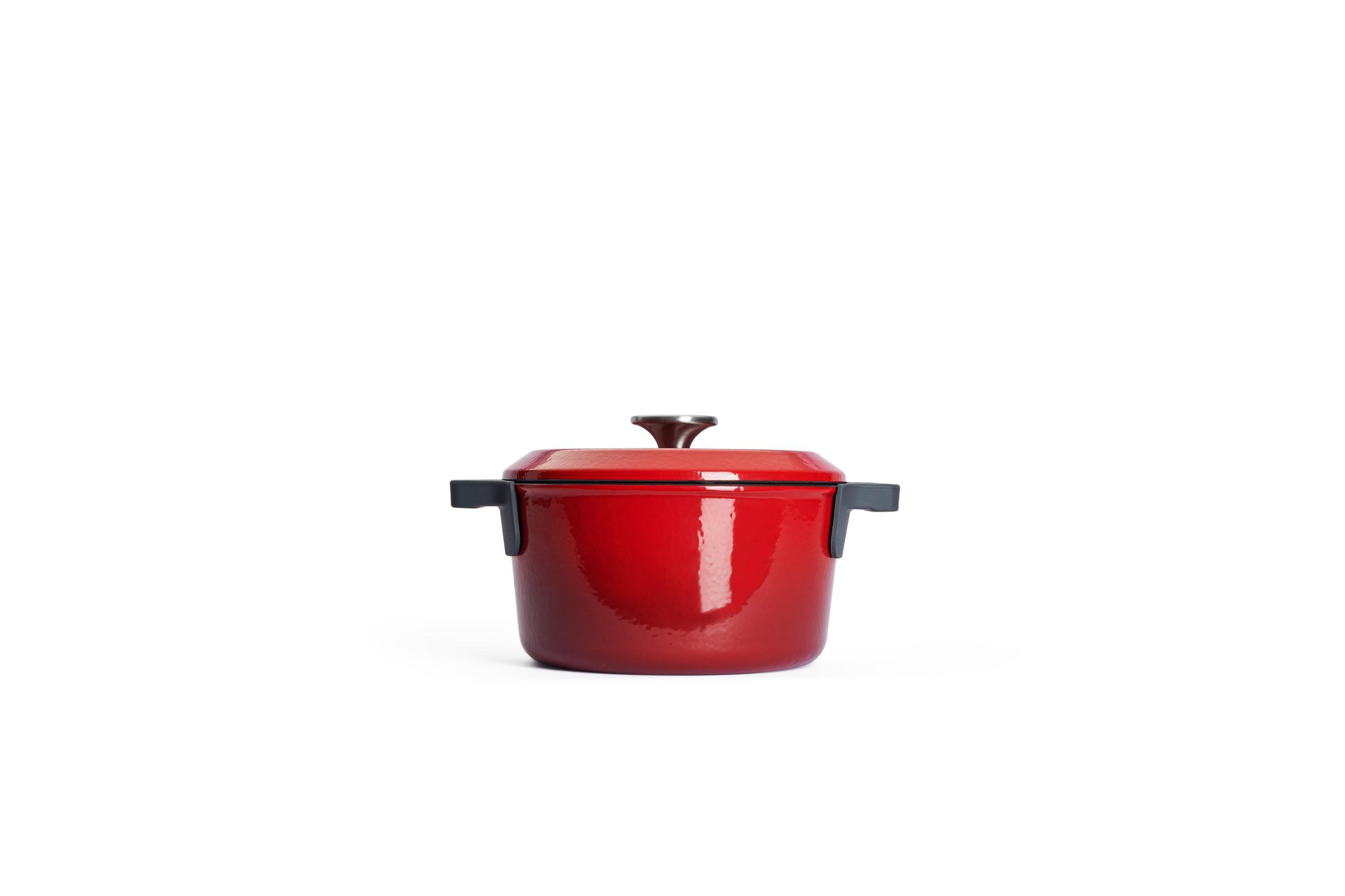 120CI-010_Lid_Silicone_Grips_Profile Iron Topf-Set, Ø 24 cm + 20 cm, mit Silikon-Untersetzer Seitenansicht | Chili Red