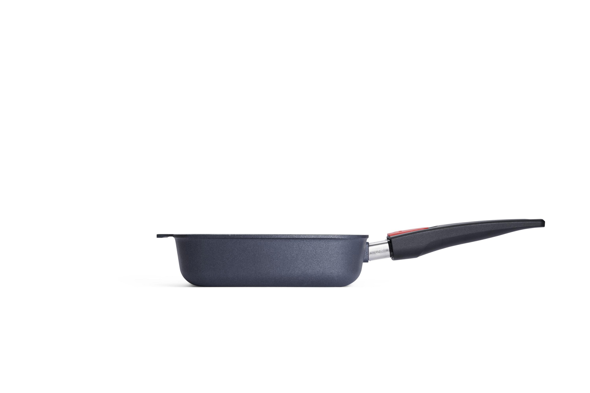 Diamond Lite Gusspfanne, viereckig Seitenansicht | 22x22cm | Stiel - Abnehmbar | Ceran, Gas, Elektro, Halogen