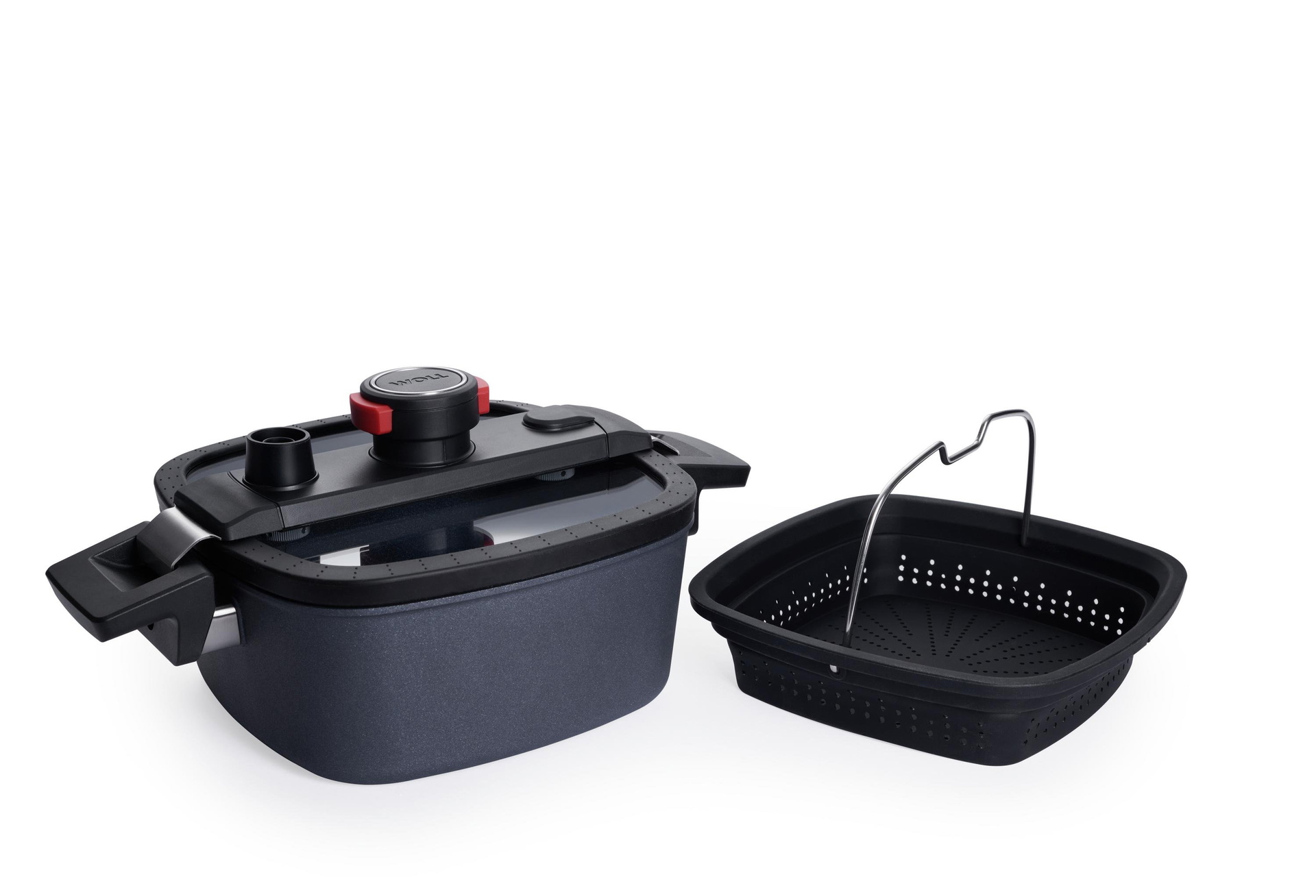 1022-2-1DAL_1022-2-1DALI_Lid_3Quarter Diamond Active Lite Guss-Kasserolle mit Siebeinsatz, viereckig